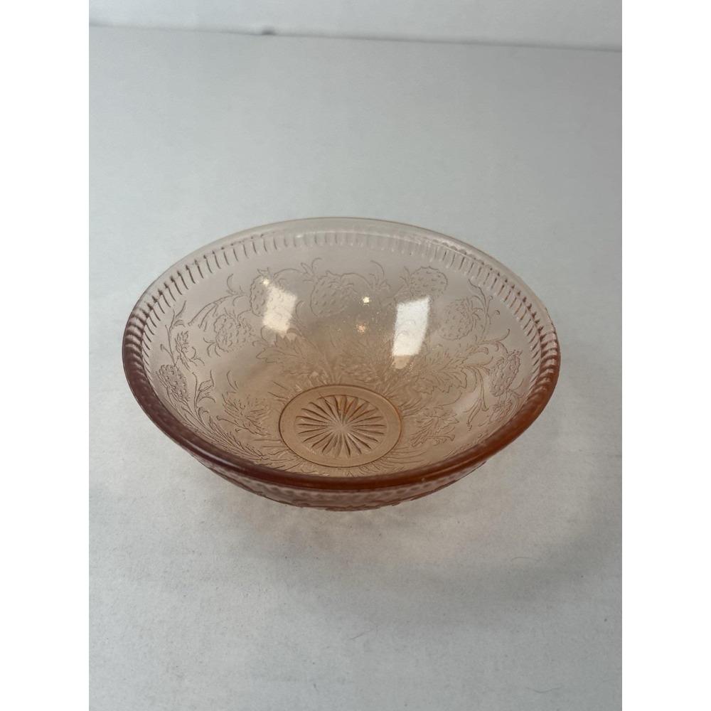 US Glass Strawberry 4" Small Berry Bowl Dessert Bowl Depression Glass